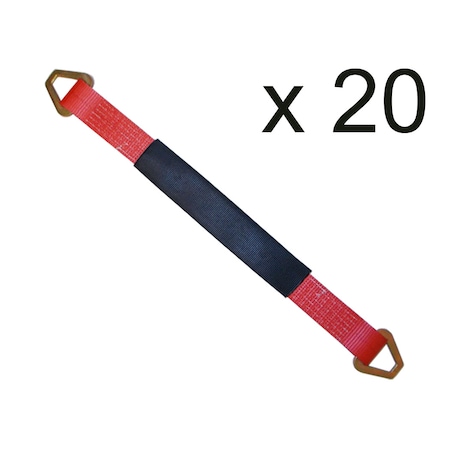 Tie 4 Safe 2" x 24" Axle Straps w/ Sleeve & D Rings, WLL, 3,333 lbs., PK20 RT41A-24M18-R-C-20